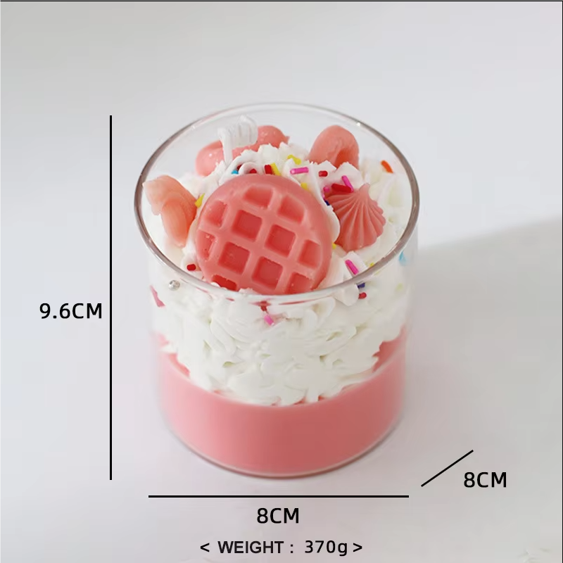 Unique Ice Cream Candles Layered Strawberry Ice Cream Dessert Scented Candle