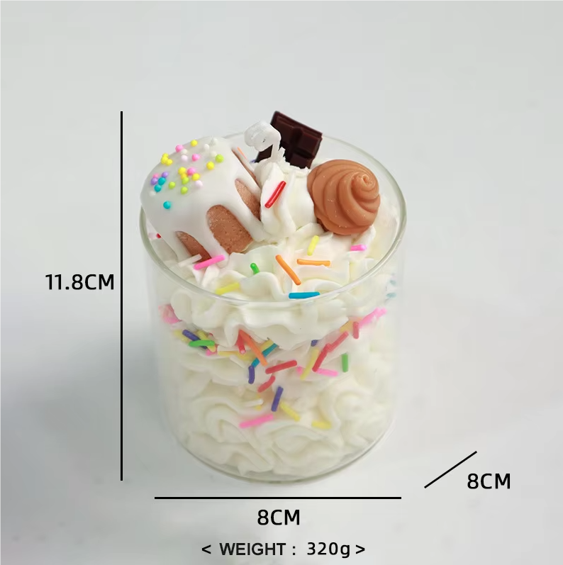 Unique Ice Cream Candles Layered Strawberry Ice Cream Dessert Scented Candle