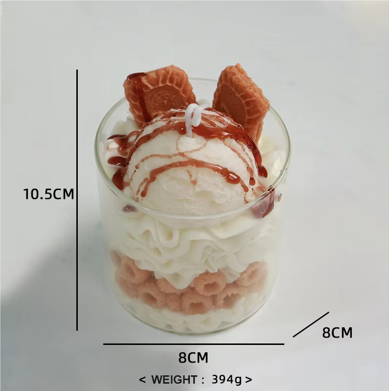Unique Ice Cream Candles Layered Strawberry Ice Cream Dessert Scented Candle