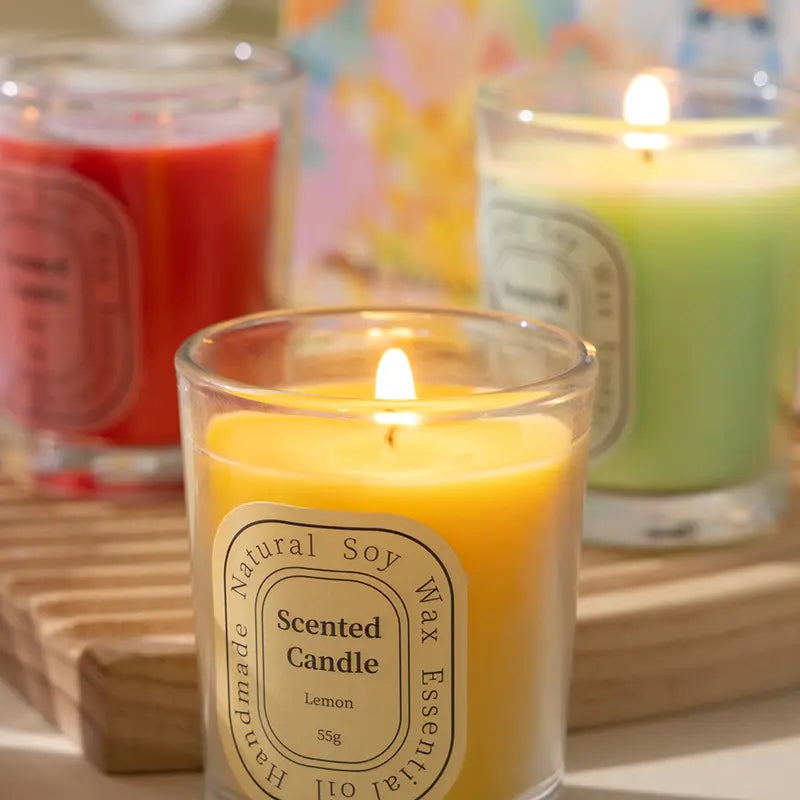 Luxury Home Decorative Aromatic Color Glass Jar Soy Wax Scented Candle