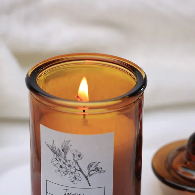 3.3oz Brown Soy Wax Scented Candles Glass With Lid