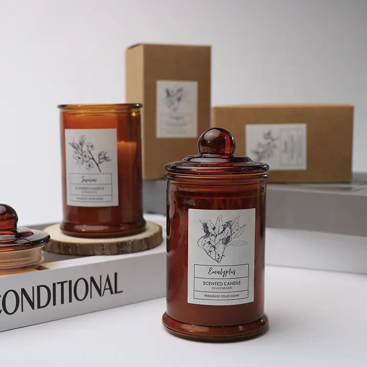 3.3oz Brown Soy Wax Scented Candles Glass With Lid