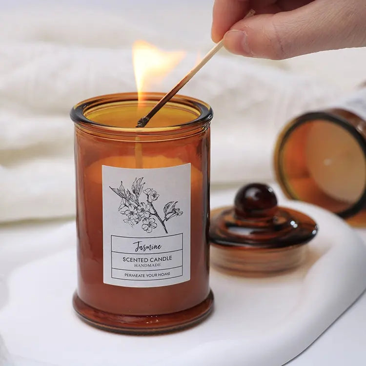 3.3oz Brown Soy Wax Scented Candles Glass With Lid