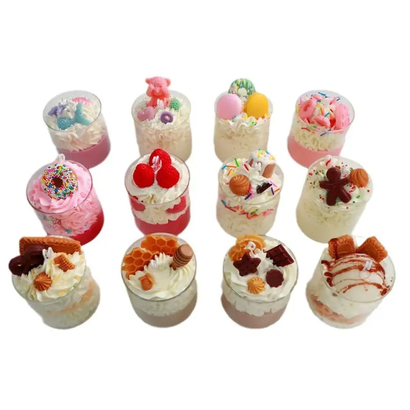 Unique Ice Cream Candles Layered Strawberry Ice Cream Dessert Scented Candle