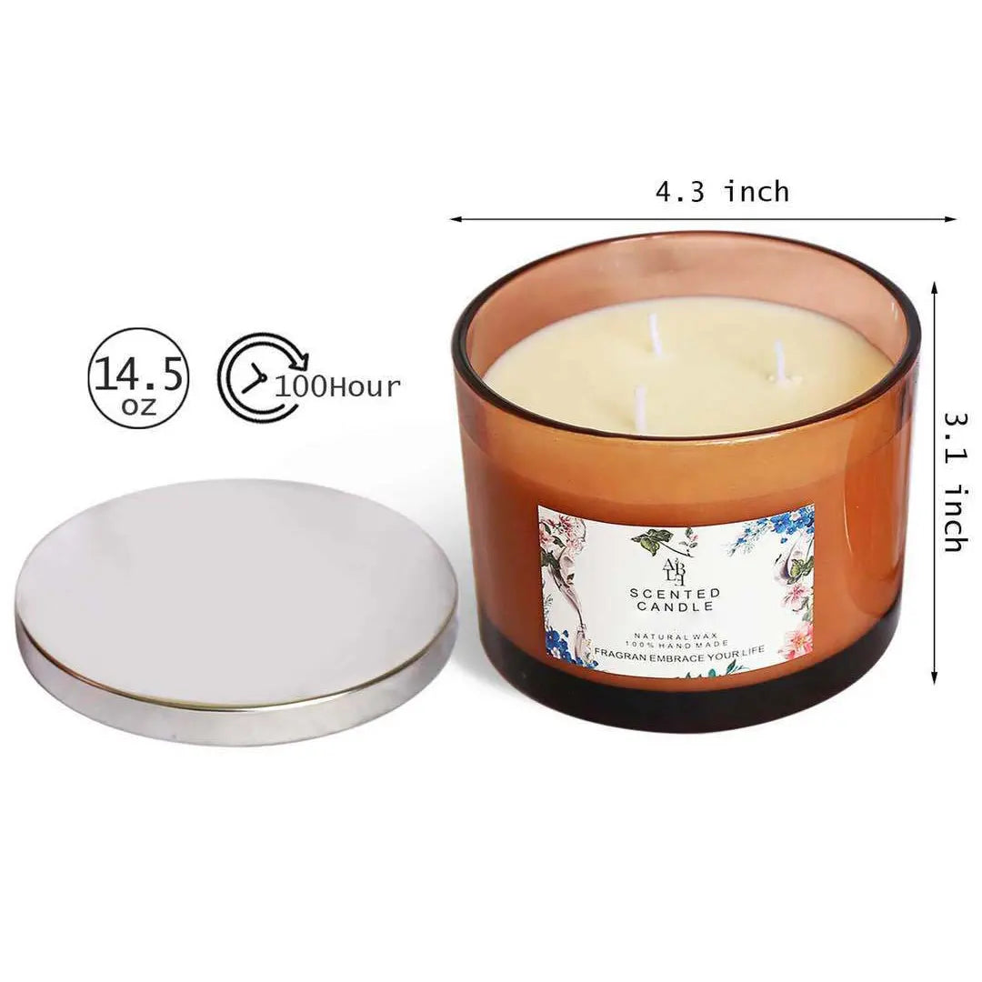 Long Lasting Highly Scented Candle 3 Wicks 14.5oz Soy Wax Smokeless Aroma Candle