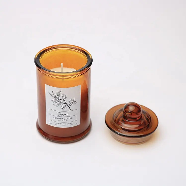 3.3oz Brown Soy Wax Scented Candles Glass With Lid