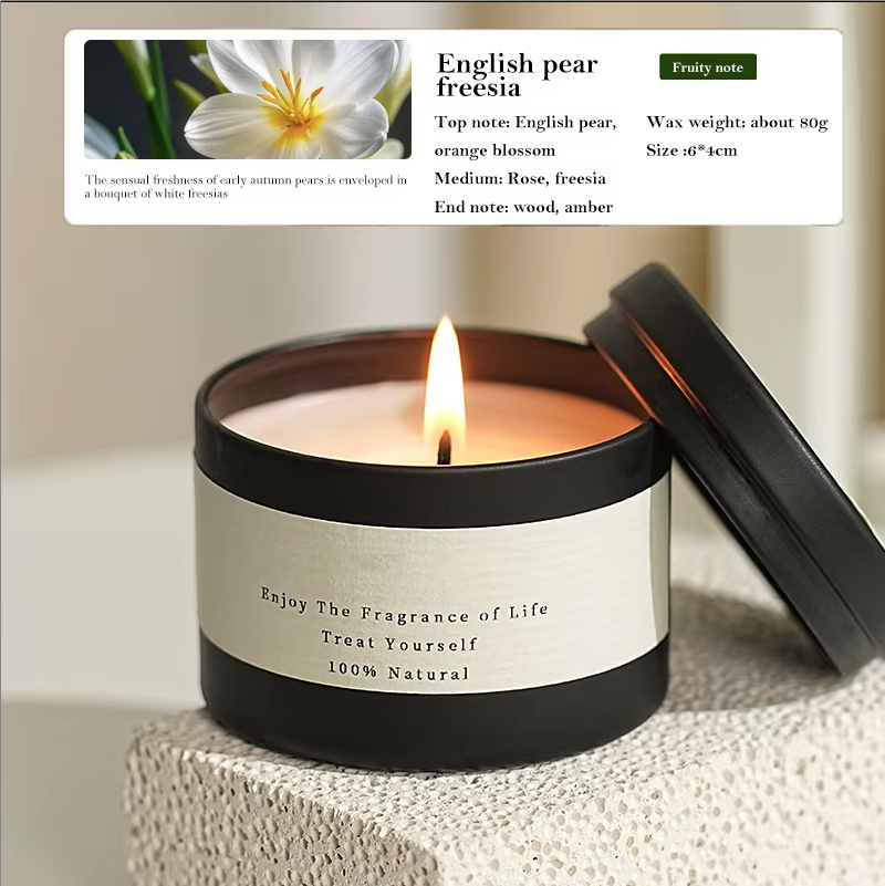 Scented Tin Candles With Lid Soy Wax Tin Candles For Gift