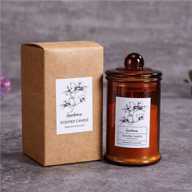 3.3oz Brown Soy Wax Scented Candles Glass With Lid