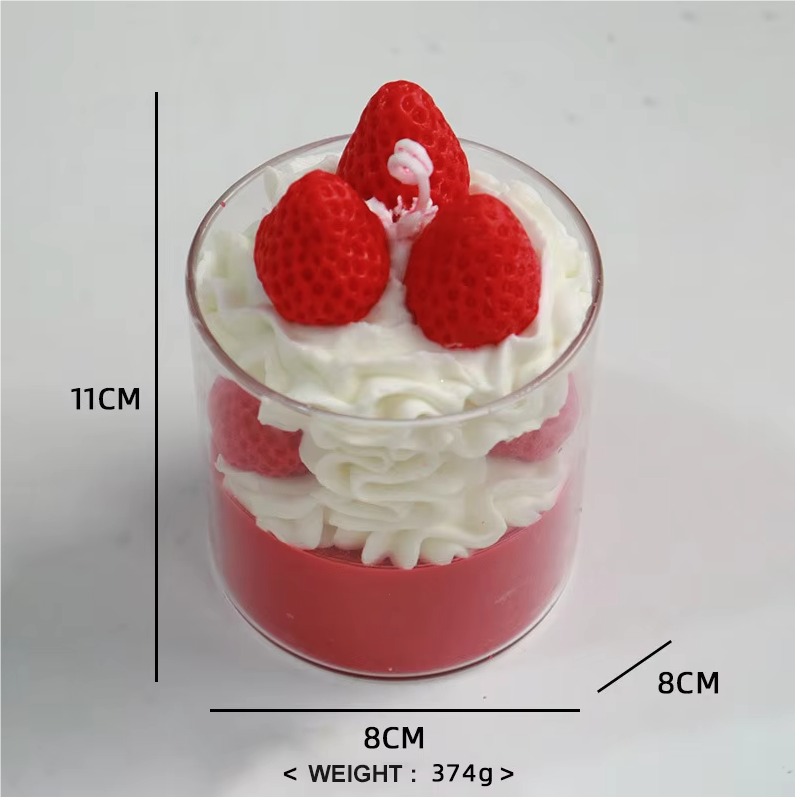 Unique Ice Cream Candles Layered Strawberry Ice Cream Dessert Scented Candle