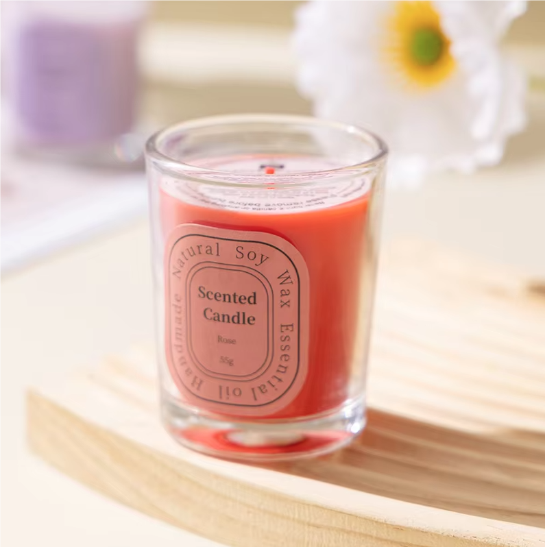 Luxury Home Decorative Aromatic Color Glass Jar Soy Wax Scented Candle