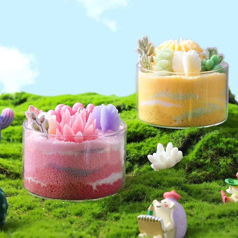 Home Decor Aroma Candles Succulent Cactus Sand Painting Scented Candle